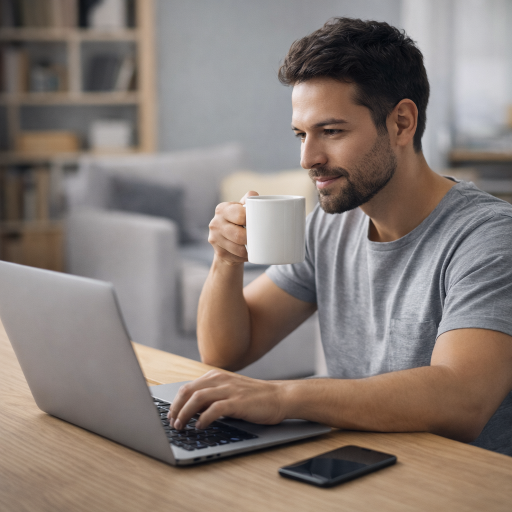 focused work in a cozy home office